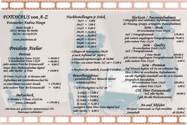 Preisliste Fotohaus von A-Z